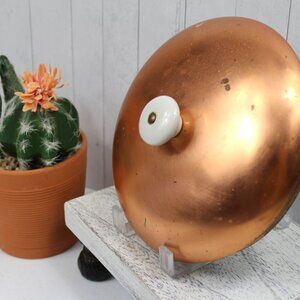Vintage Copper Lid with White Knob - Copper Replacement Lid - Copper Cookware
